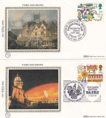 Great Britain 1983 Fairs and Shows. Set of 4 Silk Covers