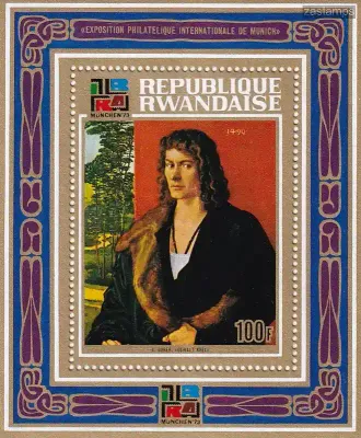 Rwanda 1973 Int Stamp Exhibition "IBRA '73" - Munich, Germany - Paintings (SS/v1). MNH(**) Rwanda 1973 Int Stamp Exhibition "IBRA '73" - Munich, Germany - Paintings (SS/v1). MNH(**)