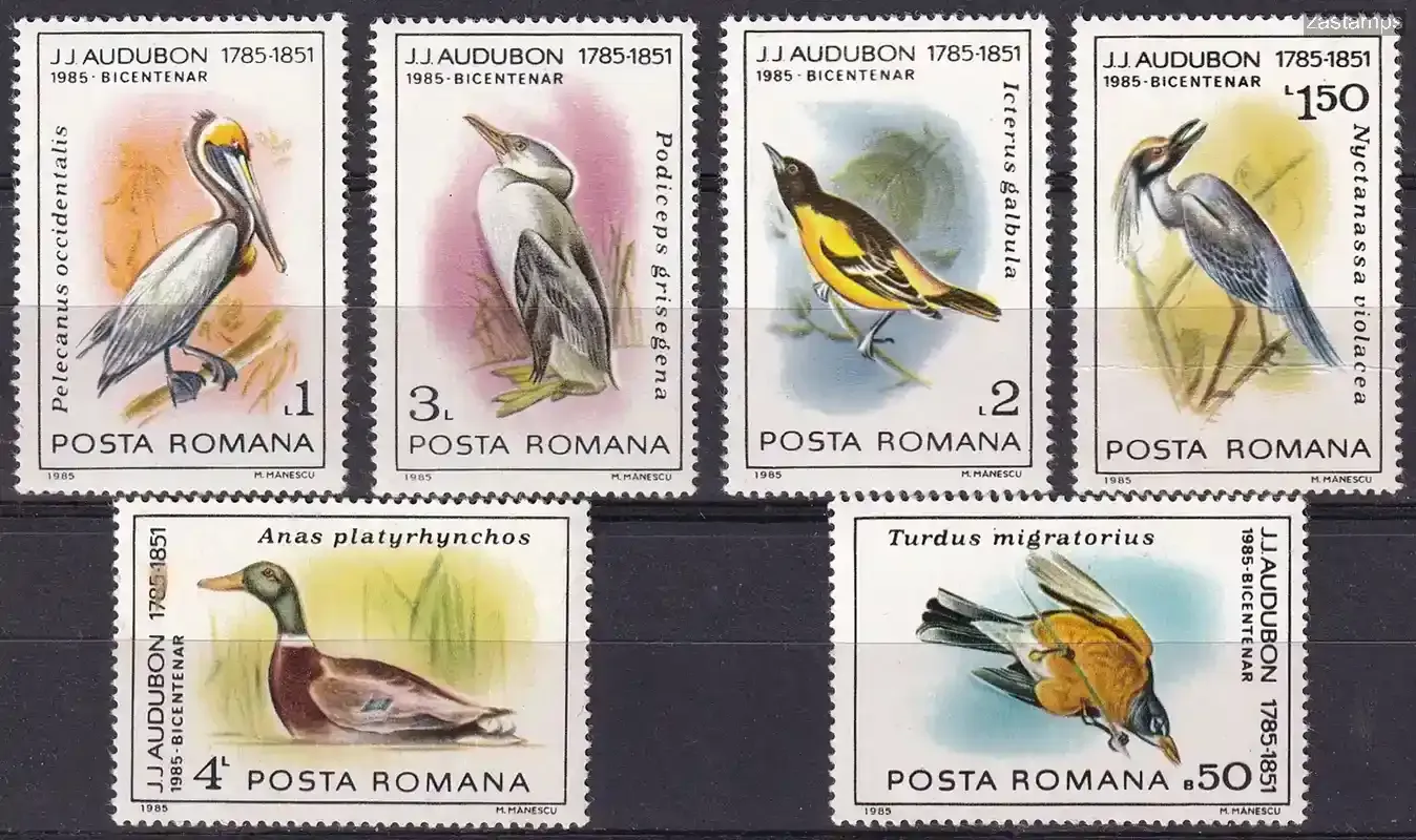 Romania 1985 Birds - The 200th Anniv of the Birth of John James Audubon. MNH Romania 1985 Birds - The 200th Anniv of the Birth of John James Audubon. MNH