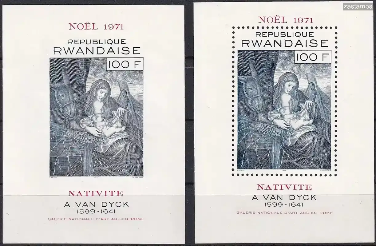 Rwanda 1971 Christmas. 2 x M/Sheets. Perf & Imperf. MNH(**) Rwanda 1971 Christmas. 2 x M/Sheets. Perf & Imperf. MNH(**)