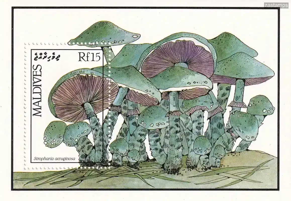 Maldives 1986 Fungi, Mushrooms of the Maldives. (SS/V1) #2. MNH(**) Maldives 1986 Fungi, Mushrooms of the Maldives. (SS/V1) #2. MNH(**)