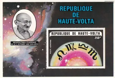 Upper Volta 1973 Airmail - Personalities and their Zodiac Signs, Mahatma Gandhi (ss/v1). MNH(**)