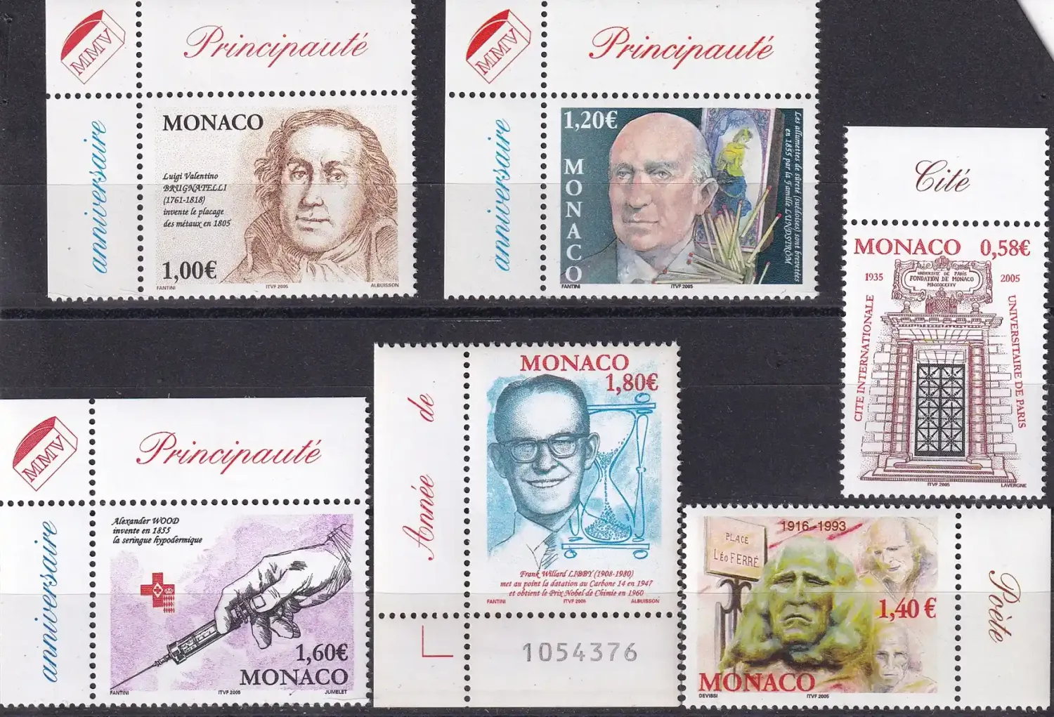 Monaco 2005 inventors: Luigi Valentino Brugnatelli, John Walker, and Alexander Wood-MNH(**) Monaco 2005 inventors: Luigi Valentino Brugnatelli, John Walker, and Alexander Wood-MNH(**)