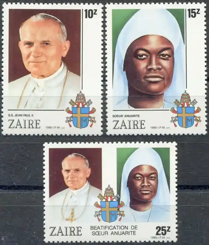 Zaire 1986 Beatification of Sister Anuarite Nengapeta, Pope. MNH(**) Zaire 1986 Beatification of Sister Anuarite Nengapeta, Pope. MNH(**)
