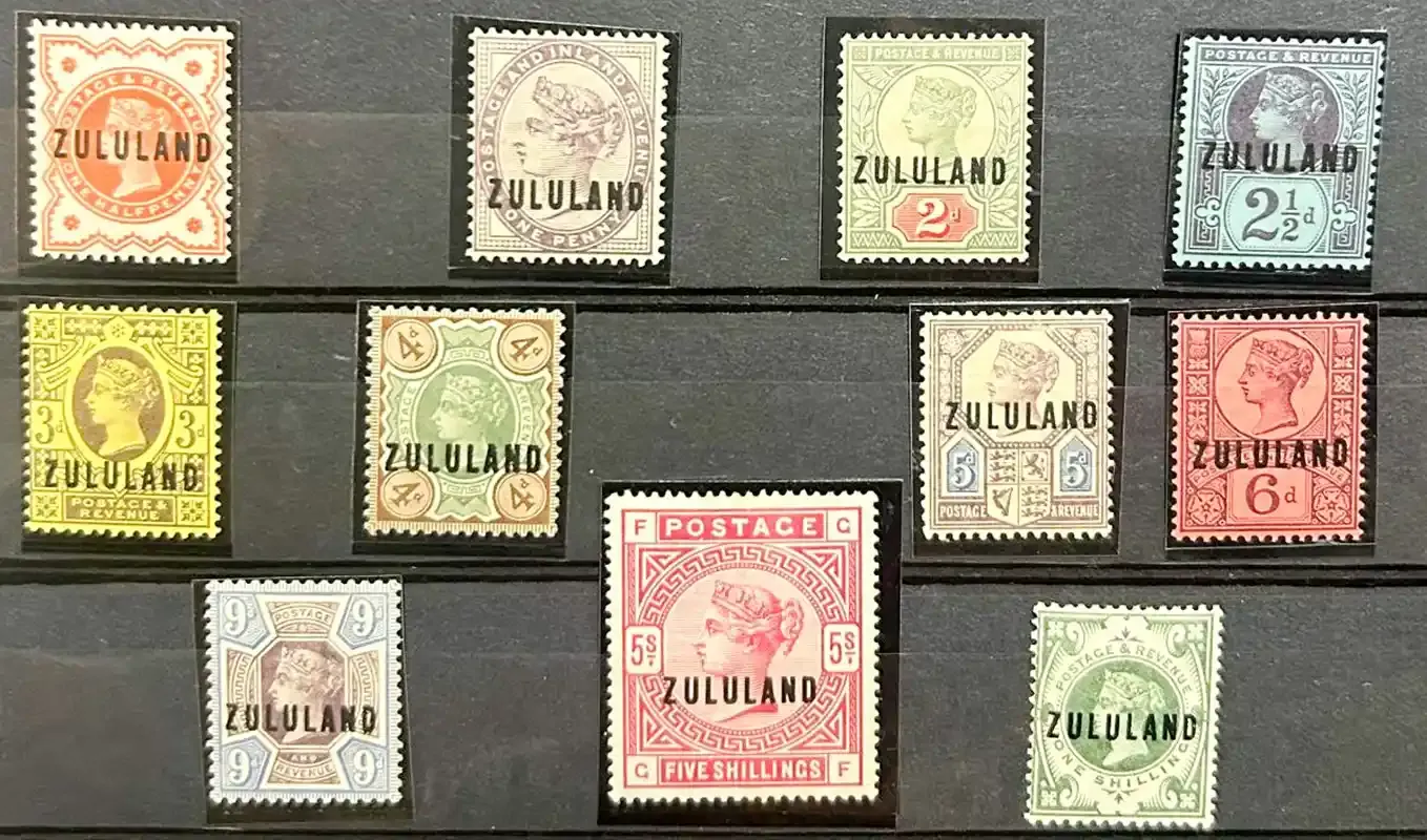 Zululand 1888 -1893 Great Britain Postage Stamps Overprinted "ZULULAND". Very Fine MLH(*) Zululand 1888 -1893 Great Britain Postage Stamps Overprinted "ZULULAND". Very Fine MLH(*)