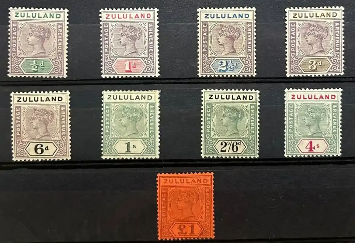 Zululand 1894 -1896 Queen Victoria. Set up to £1. Very Fine MLH(*) Zululand 1894 -1896 Queen Victoria. Set up to £1. Very Fine MLH(*)