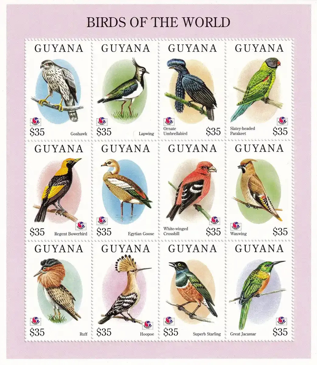 Guyana 1994 Int Stamp Exhibition "PHILAKOREA '94" - Seoul, South Korea - Birds of the World. MNH(**) Guyana 1994 Int Stamp Exhibition "PHILAKOREA '94" - Seoul, South Korea - Birds of the World. MNH(**)