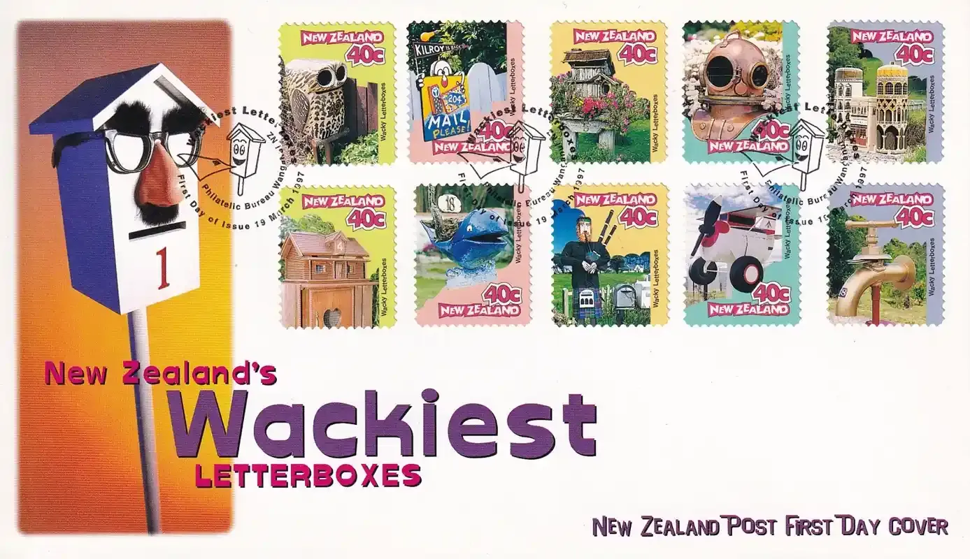 New Zealand 1997 Curious Letterboxes - Self-Adhesive. FDC