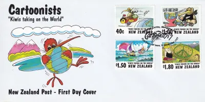 New Zealand 1997 New Zealand Cartoons - Kiwis Taking on the World. FDC New Zealand 1997 New Zealand Cartoons - Kiwis Taking on the World. FDC