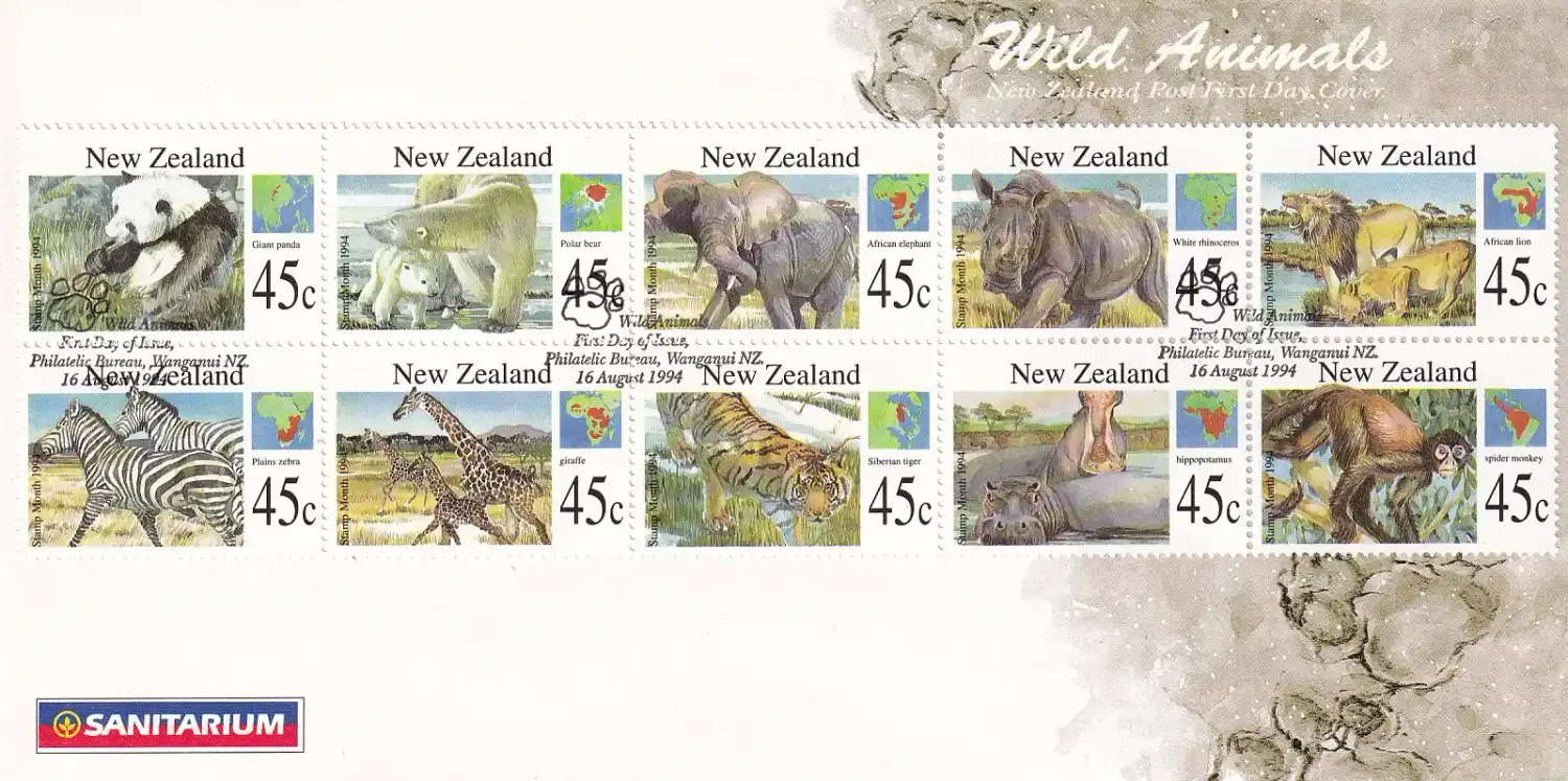 New Zealand 1994 Wild Animals. FDC