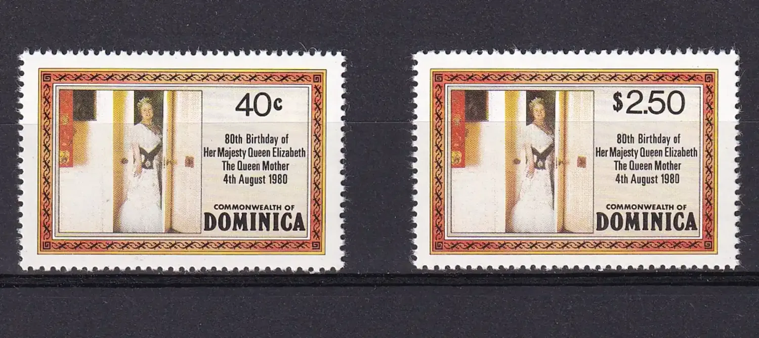 Dominica 1980 The 80th Anniv of the Birth of Queen Elizabeth the Queen Mother - Different Perforation-MNH(**) Dominica 1980 The 80th Anniv of the Birth of Queen Elizabeth the Queen Mother - Different Perforation-MNH(**)