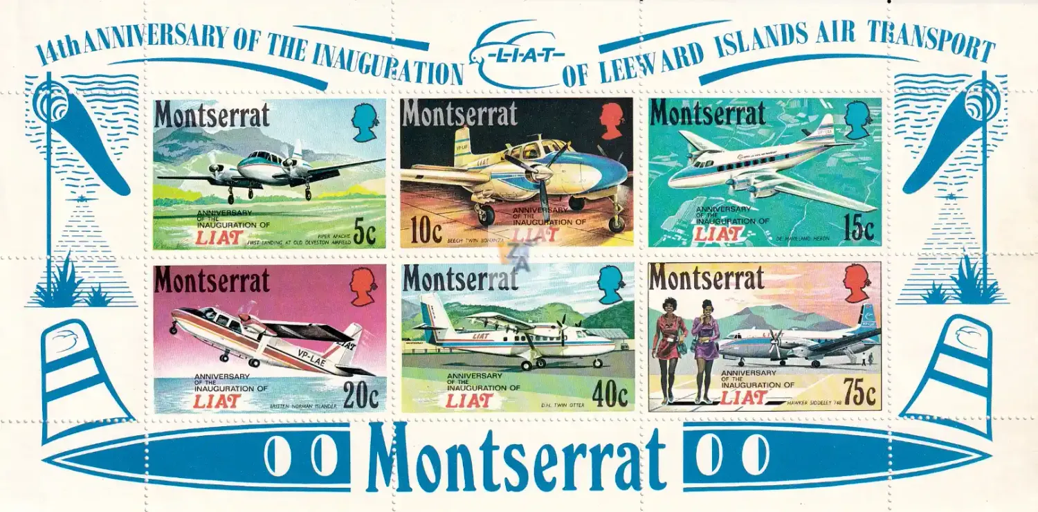 Montserrat 1971 Anniv of the Inauguration of LIAT (ss/6v). MNH(**) Montserrat 1971 Anniv of the Inauguration of LIAT (ss/6v). MNH(**)