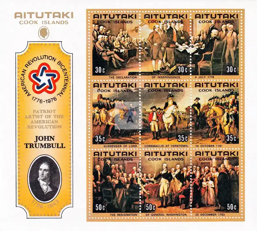 Aitutaki, Cook Islands 1976 The 200th Anniv of the American Revolution - Paintings by John Turnbull (ss/v9) -MNH(**) Aitutaki, Cook Islands 1976 The 200th Anniv of the American Revolution - Paintings by John Turnbull (ss/v9) -MNH(**)
