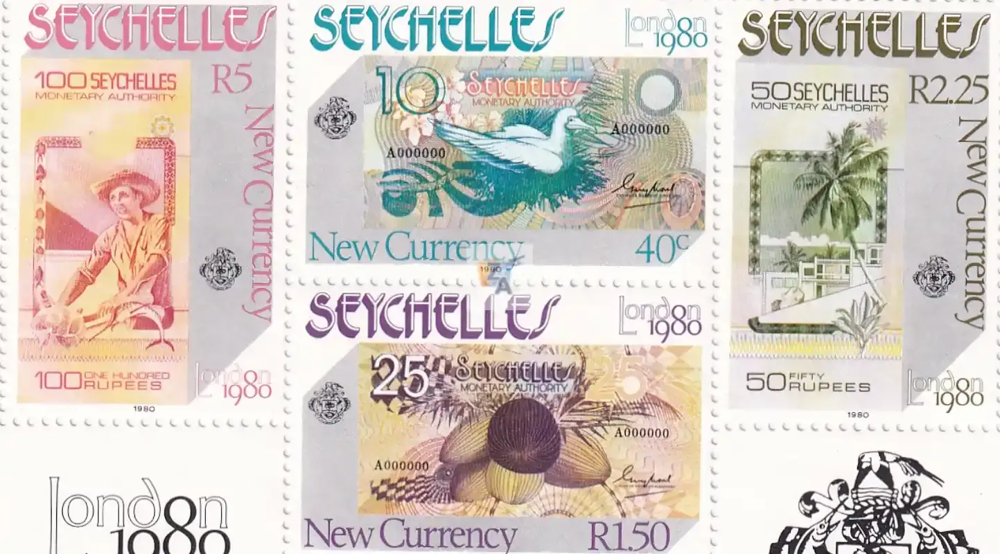 Seychelles 1980 Int Stamp Exhibition "London 1980" - London, England - Currency Notes (ss/v4). MNH(**)