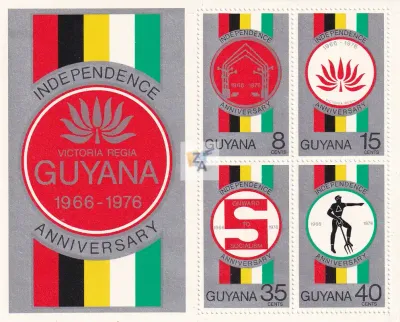 Guyana 1976 The 10th Anniv of Independence (ss/v4). MNH(**) Guyana 1976 The 10th Anniv of Independence (ss/v4). MNH(**)