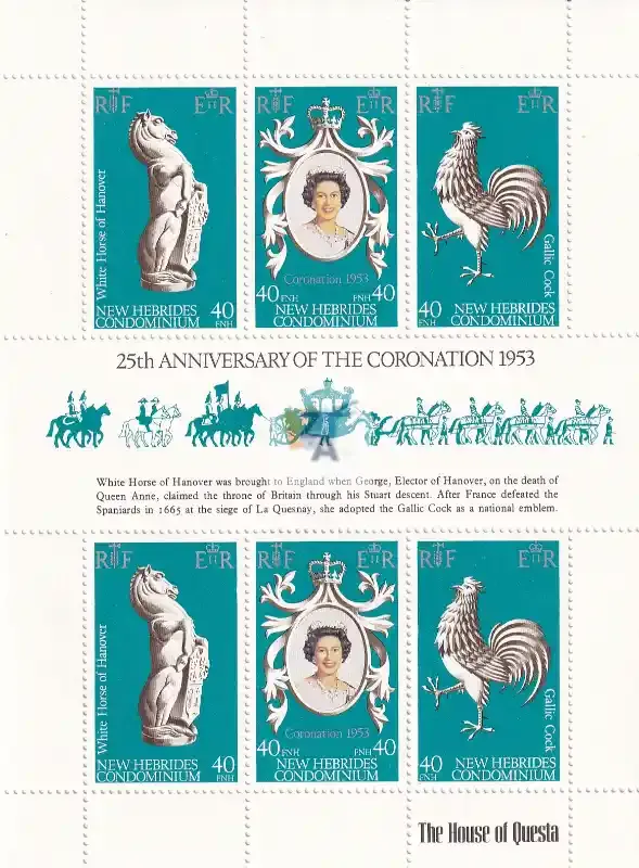 New Hebrides 1978 The 25th Anniv of Coronation of Queen Elizabeth II - English Version (ss/v6)-MNH(**) New Hebrides 1978 The 25th Anniv of Coronation of Queen Elizabeth II - English Version (ss/v6)-MNH(**)