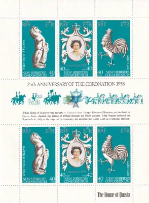 New Hebrides 1978 The 25th Anniv of Coronation of Queen Elizabeth II - English Version (ss/v6)-MNH(**) New Hebrides 1978 The 25th Anniv of Coronation of Queen Elizabeth II - English Version (ss/v6)-MNH(**)