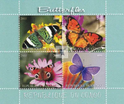 Congo (Rep) 2011 Butterflies (ss/v4). MNH(**) Congo (Rep) 2011 Butterflies (ss/v4). MNH(**)