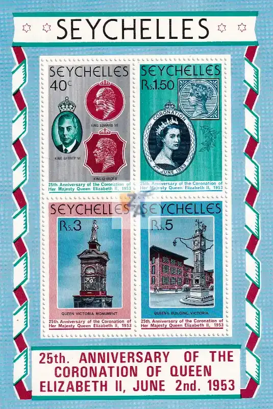 Seychelles 1978 The 25th Anniv of Coronation of Queen Elizabeth II. (ss/4v) MNH(**) Seychelles 1978 The 25th Anniv of Coronation of Queen Elizabeth II. (ss/4v) MNH(**)