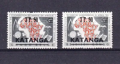 Katanga 1961 (Surcharged) Belgian Congo Postage Stamps Overprinted. MLH(*)