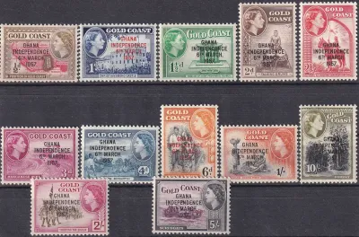 Ghana 1957 Stamps of 1952 of the Gold Coast Overprinted "GHANA INDEPENDENCE 6TH.. MARCH, 1957"MLH (*) Ghana 1957 Stamps of 1952 of the Gold Coast Overprinted "GHANA INDEPENDENCE 6TH.. MARCH, 1957"MLH (*)