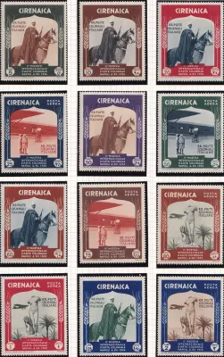 Italian Cirenaica 1934 The 2nd International Colonial Exhibition - Cirenaica Warrior on Horse - SG114-125. MNH (**) Italian Cirenaica 1934 The 2nd International Colonial Exhibition - Cirenaica Warrior on Horse - SG114-125. MNH (**)