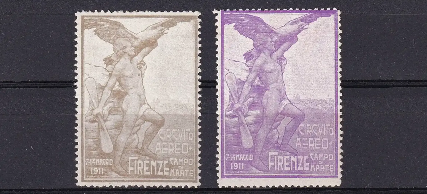 Italy 1911 Vignette Cinderella, Firenze Aerial Circuit Flight. MLH(*) Italy 1911 Vignette Cinderella, Firenze Aerial Circuit Flight. MLH(*)