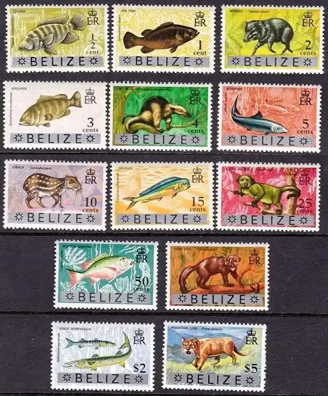 Belize 1973 Wildlife. British Honduras Postage Stamps Overprinted "BELIZE". MNH (**) Belize 1973 Wildlife. British Honduras Postage Stamps Overprinted "BELIZE". MNH (**)