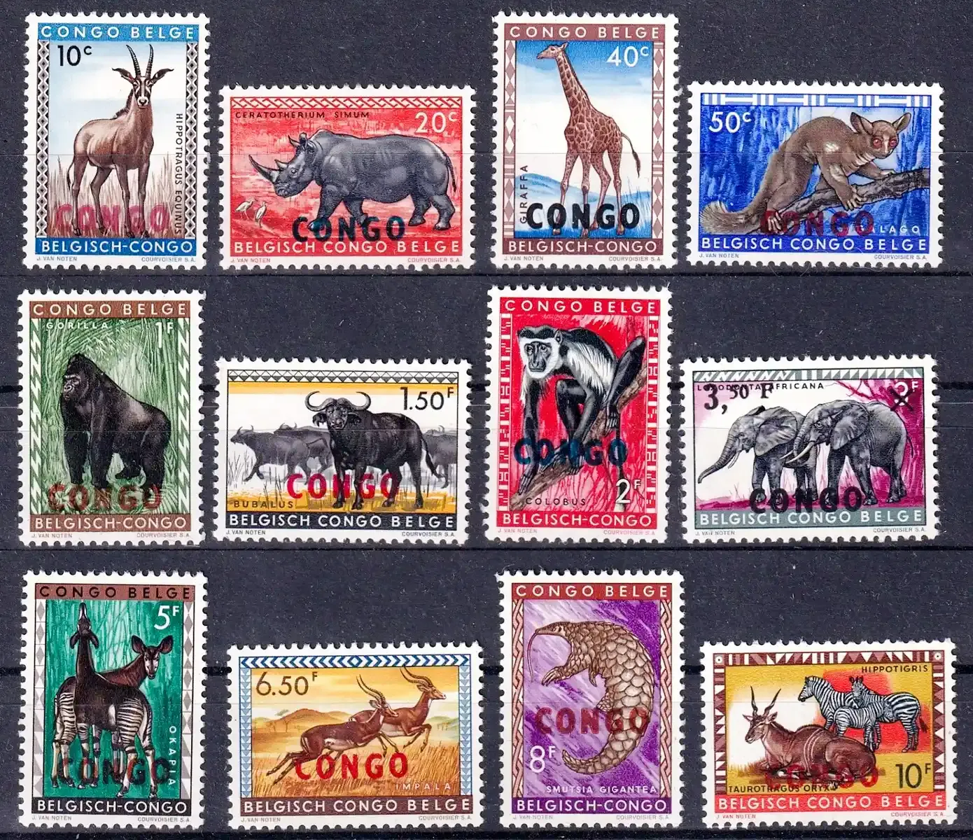 Congo 1960 Belgian Congo Postage Stamps Overprinted "CONGO" - Wild Animals Issue of 1959. MNH (**) Congo 1960 Belgian Congo Postage Stamps Overprinted "CONGO" - Wild Animals Issue of 1959. MNH (**)