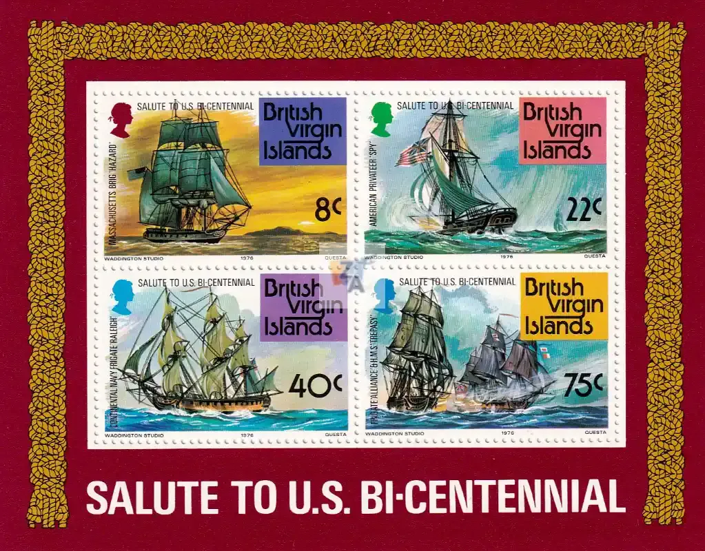 British Virgin Islands 1976 The 200th Anniversary of the Independence of the United States of America - Warships. (ss/v4)-MNH(**) British Virgin Islands 1976 The 200th Anniversary of the Independence of the United States of America - Warships. (ss/v4)-MNH(**)