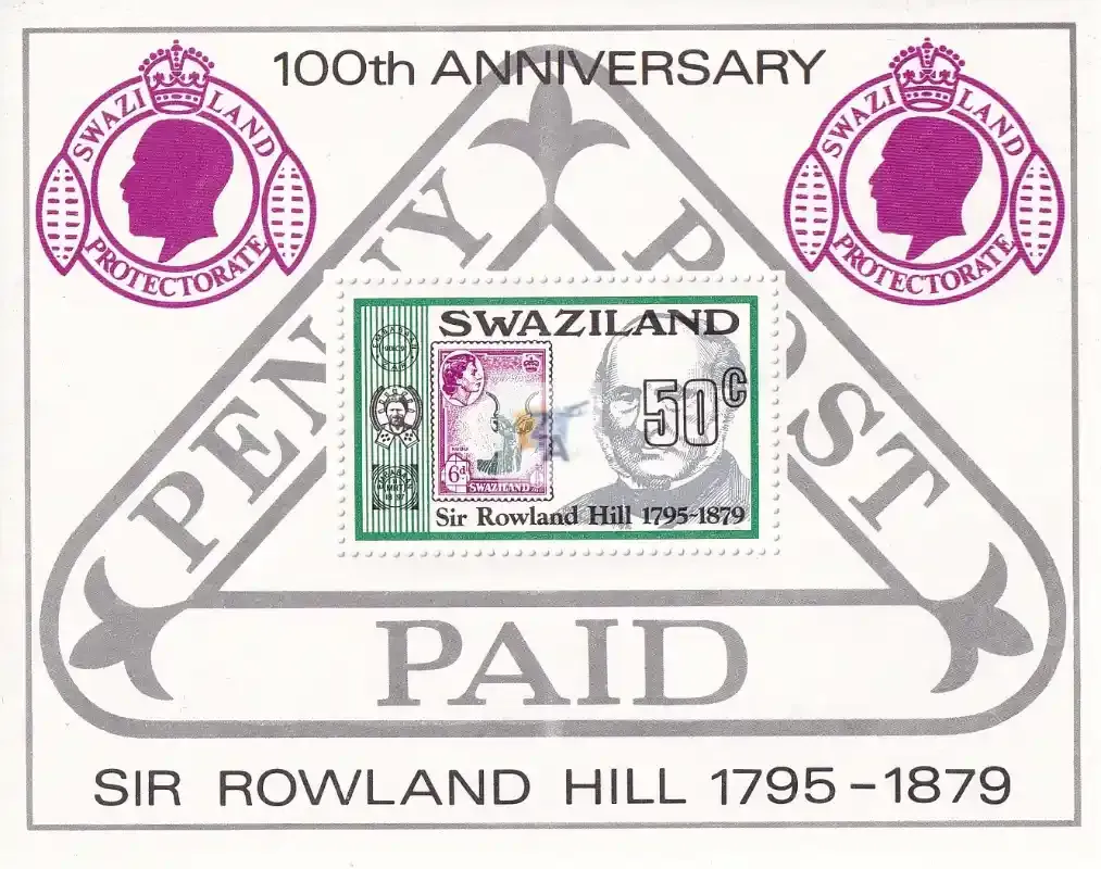Swaziland 1979 The 100th Anniv of the Death of Sir Rowland Hill (ss/v1) MNH(**) Swaziland 1979 The 100th Anniv of the Death of Sir Rowland Hill (ss/v1) MNH(**)