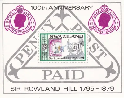 Swaziland 1979 The 100th Anniv of the Death of Sir Rowland Hill (ss/v1) MNH(**) Swaziland 1979 The 100th Anniv of the Death of Sir Rowland Hill (ss/v1) MNH(**)