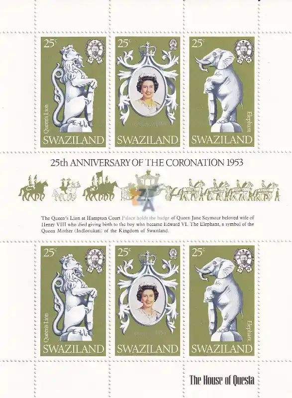 Swaziland 1978 The 25th Anniversary of the Coronation of Queen Elizabeth II (ss/v6) MNH(**) Swaziland 1978 The 25th Anniversary of the Coronation of Queen Elizabeth II (ss/v6) MNH(**)