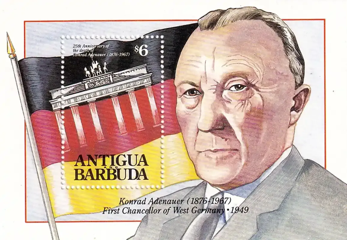 Antigua & Barbuda 1992 The 25th Anniv of the Death of Konrad Adenauer, 1876-1967. (SS/v1). MNH(**) Antigua & Barbuda 1992 The 25th Anniv of the Death of Konrad Adenauer, 1876-1967. (SS/v1). MNH(**)