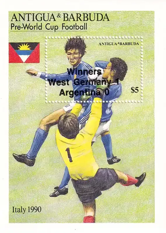 Antigua &amp; Barbuda 1990 Football World Cup - Italy - Issue of 1989 Overprinted. (SS/v1). MNH(**)