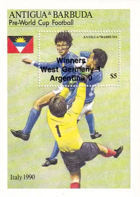 Antigua & Barbuda 1990 Football World Cup - Italy - Issue of 1989 Overprinted. (SS/v1). MNH(**) Antigua & Barbuda 1990 Football World Cup - Italy - Issue of 1989 Overprinted. (SS/v1). MNH(**)