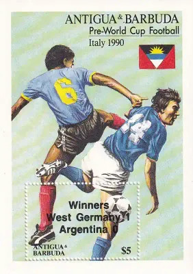 Antigua & Barbuda 1990 Football World Cup - Italy - Issue of 1989 Overprinted. (SS/v1). MNH(**) Antigua & Barbuda 1990 Football World Cup - Italy - Issue of 1989 Overprinted. (SS/v1). MNH(**)