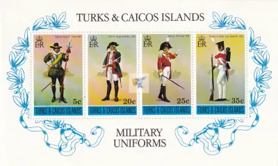 Turks &amp; Caicos Islands 1975 Military Uniforms. (ss/v4)-MNH(**)