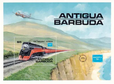 Antigua & Barbuda 1986 Int Stamp Exhibition "Ameripex '86" - Chicago, USA - Famous American Trains. (SS/v1). MNH(**) Antigua & Barbuda 1986 Int Stamp Exhibition "Ameripex '86" - Chicago, USA - Famous American Trains. (SS/v1). MNH(**)