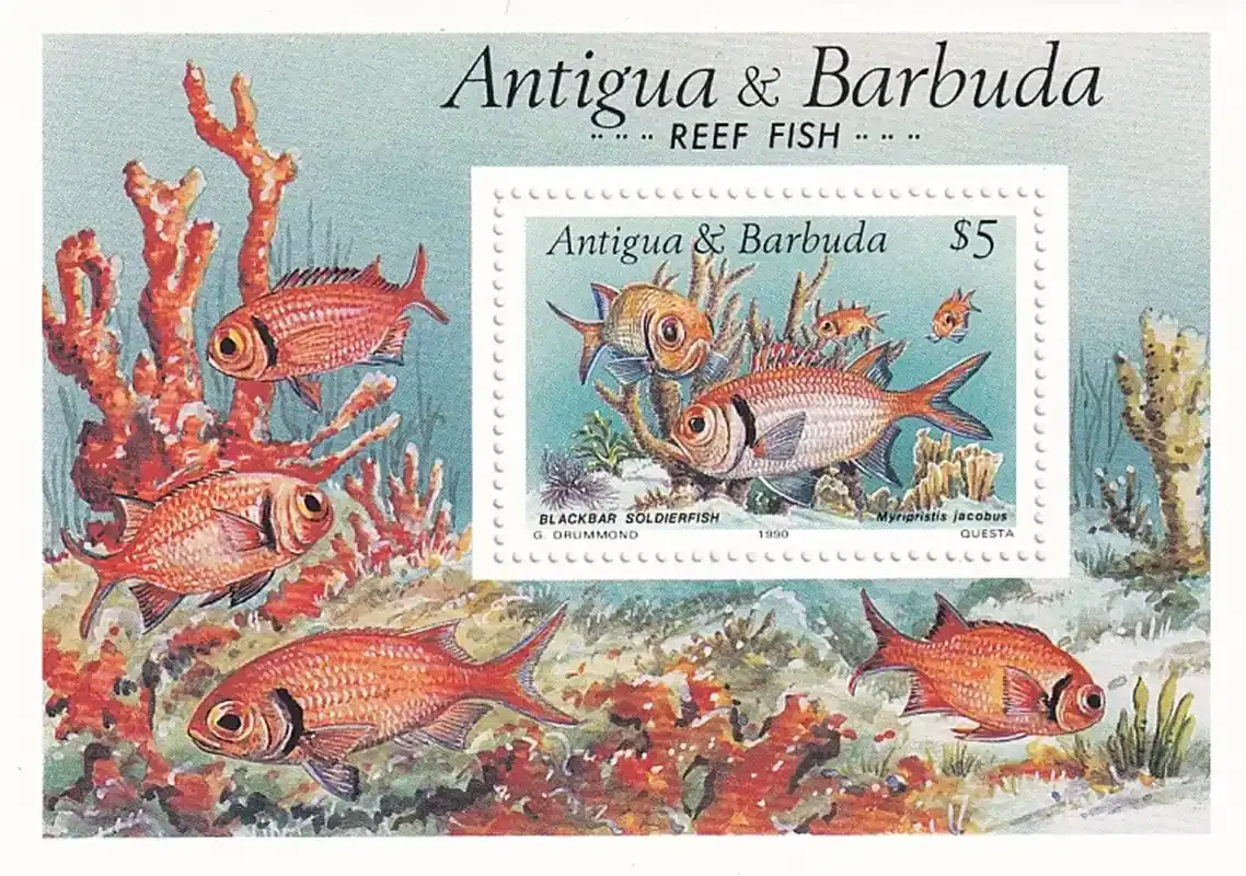 Antigua &amp; Barbuda 1990 Reef Fish. (SS/v1). MNH(**)