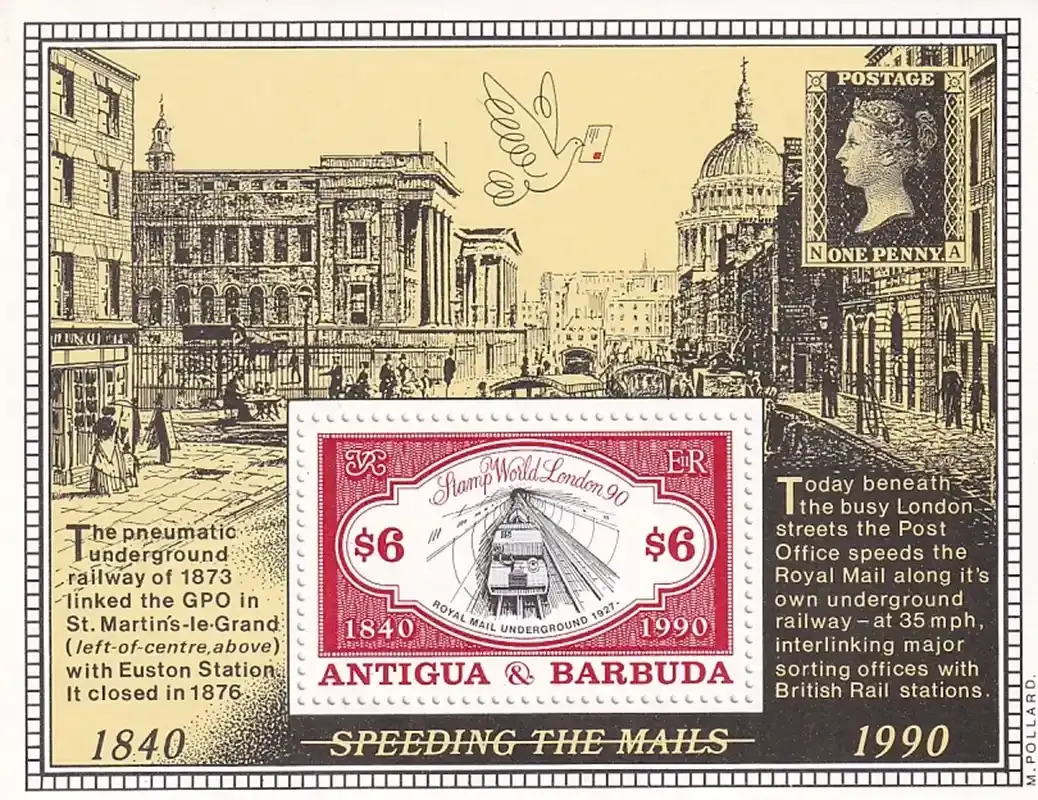 Antigua & Barbuda 1990 Int Stamp Exhibition "Stamp World London '90" - London, England. (SS/v1). MNH(**) Antigua & Barbuda 1990 Int Stamp Exhibition "Stamp World London '90" - London, England. (SS/v1). MNH(**)