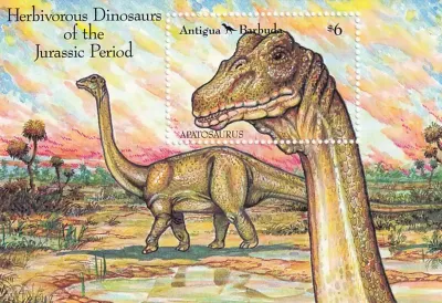 Antigua & Barbuda 1992 Prehistoric Animals - Herbivorous Dinosaurs of the Jurassic Period. (SS/v1). MNH(**) Antigua & Barbuda 1992 Prehistoric Animals - Herbivorous Dinosaurs of the Jurassic Period. (SS/v1). MNH(**)