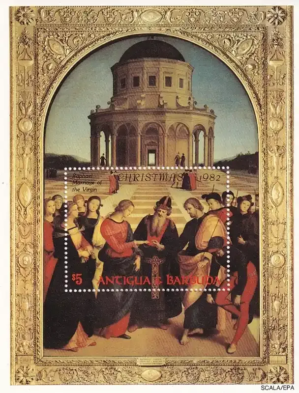 Antigua &amp; Barbuda 1982 Christmas - Paintings by Raphael and Giotto. (SS/v1). MNH(**)