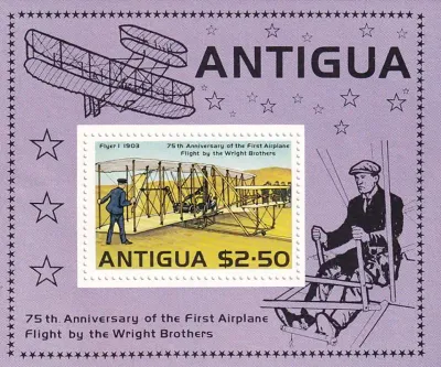 Antigua 1978 The 75th Anniversary of the First Airplane Flight of the Wright Brothers (ss/v1). MNH(**) Antigua 1978 The 75th Anniversary of the First Airplane Flight of the Wright Brothers (ss/v1). MNH(**)