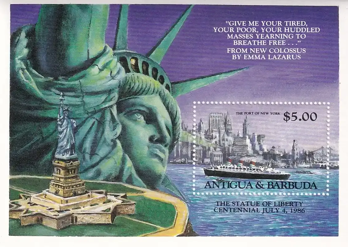 Antigua &amp; Barbuda 1985 The 100th Anniv of the Statue of Liberty, New York. (SS/v1). MNH(**)