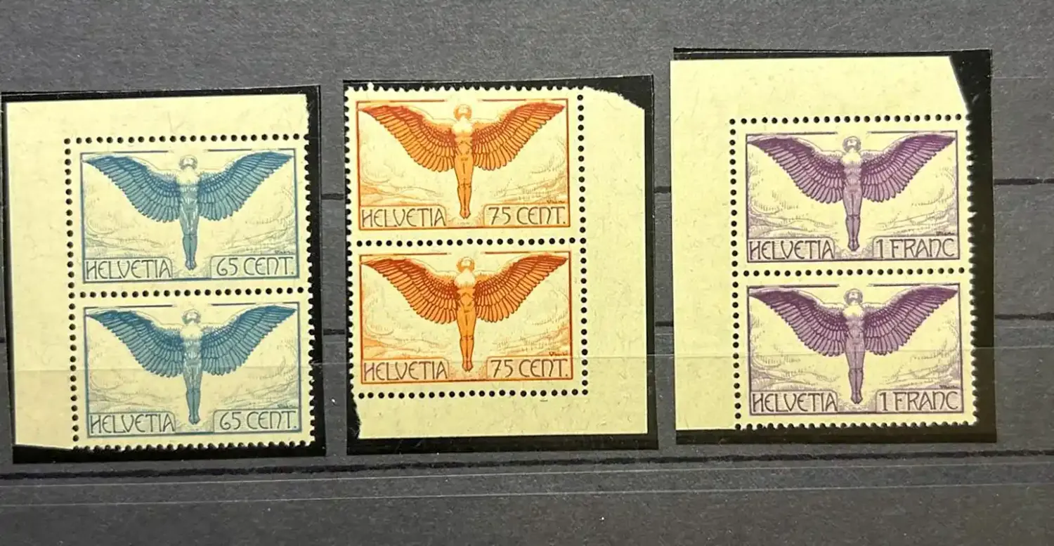 Switzerland 1924 Airmail, Vertical pairs with margins. MNH(**) Switzerland 1924 Airmail, Vertical pairs with margins. MNH(**)