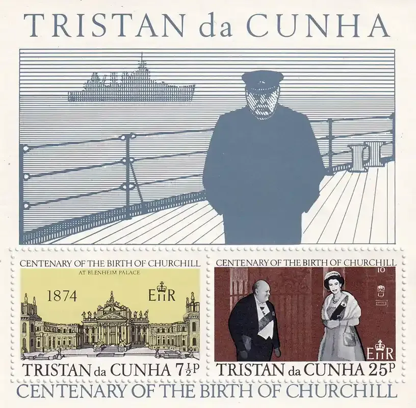 Tristan da Cunha 1974 The 100th Anniv of the Birth of Winston Churchill, 1874-1965 (ss/v2). MNH Tristan da Cunha 1974 The 100th Anniv of the Birth of Winston Churchill, 1874-1965 (ss/v2). MNH