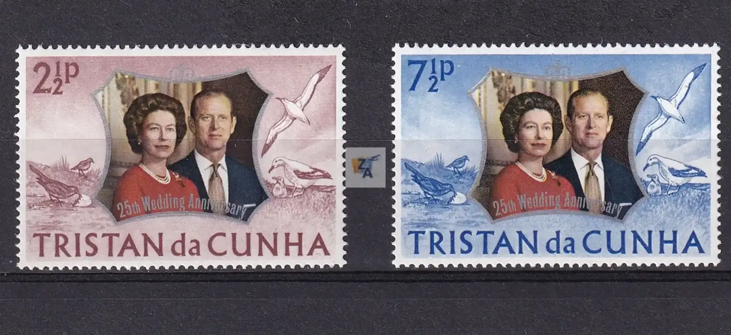 Tristan da Cunha 1972 The 25th Anniv of the Wedding of Queen Elizabeth II and Prince Philip. MNH