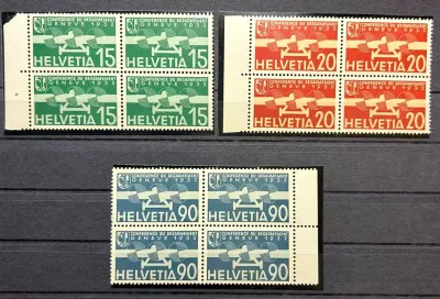 Switzerland 1932 World Disarmament Conference, Geneva. Blocks of 4. MNH(**) Switzerland 1932 World Disarmament Conference, Geneva. Blocks of 4. MNH(**)