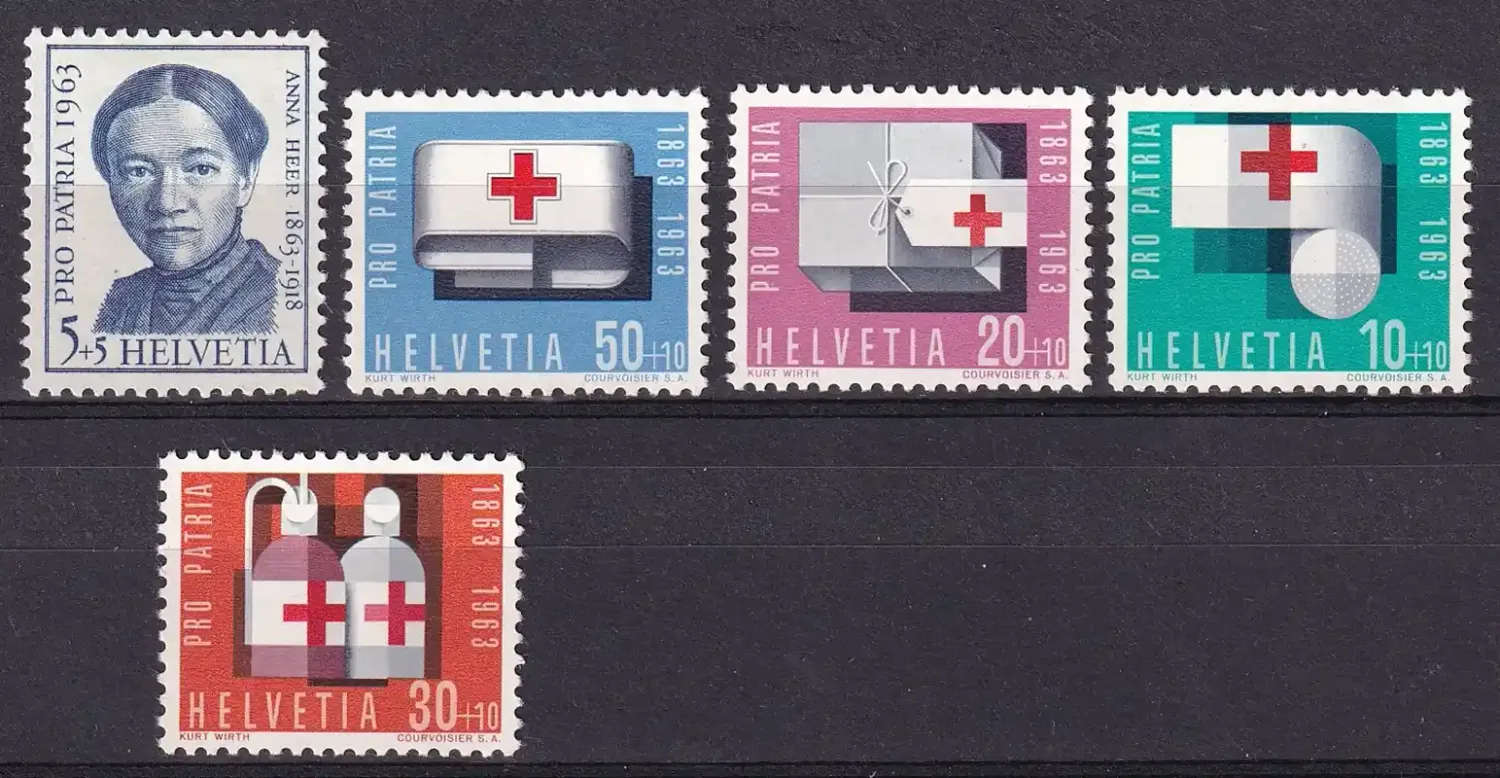 Switzerland 1963 Pro Patria - The 100th Anniversary of the Birth of Anna Heer, 1863-1918 - Red Cross. MNH(**) Switzerland 1963 Pro Patria - The 100th Anniversary of the Birth of Anna Heer, 1863-1918 - Red Cross. MNH(**)